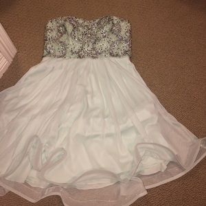 Sea foam green dress with sequins on the bodice